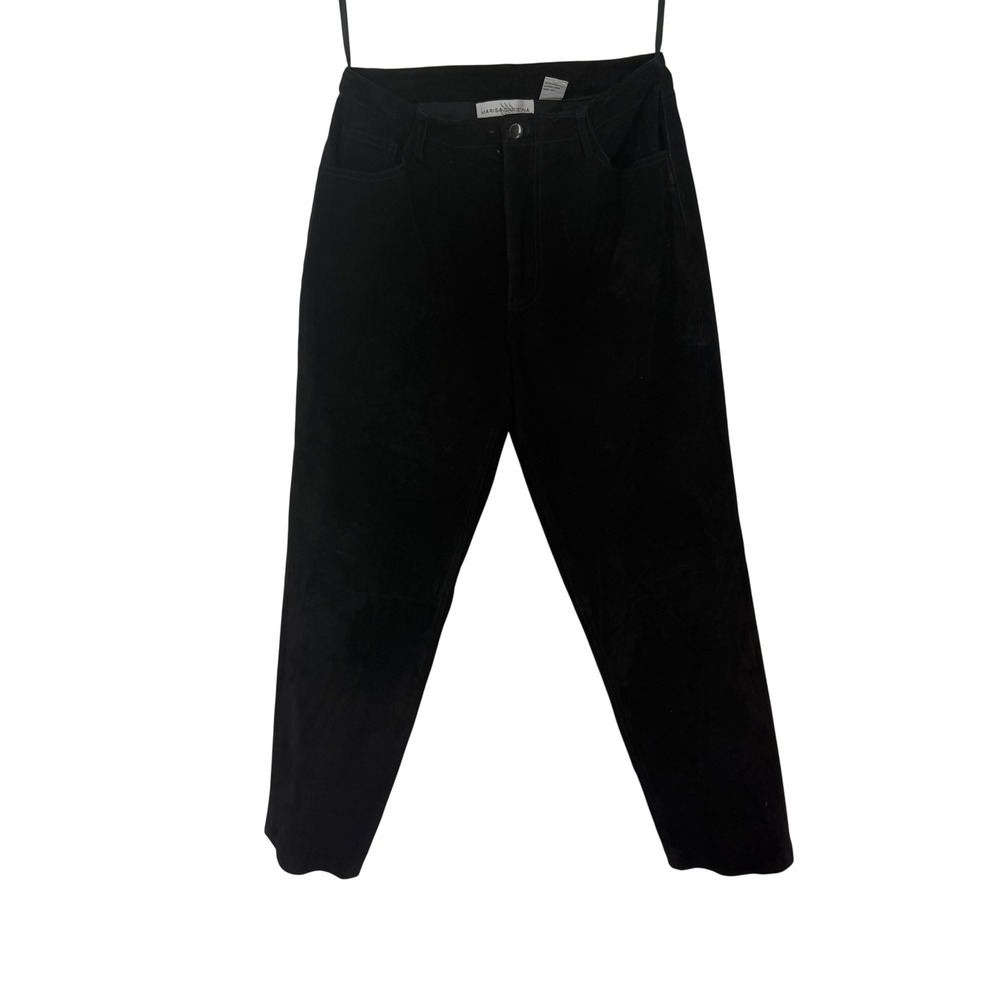 Marisa Christina Genuine Pig Suede Pants Women 6P Black High Rise Straight Leg